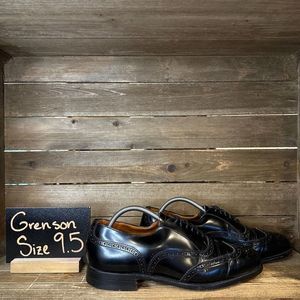 Mens Grenson England Royal Windsor Black Leather Wingtip Oxfords Size 9.5 D GUC